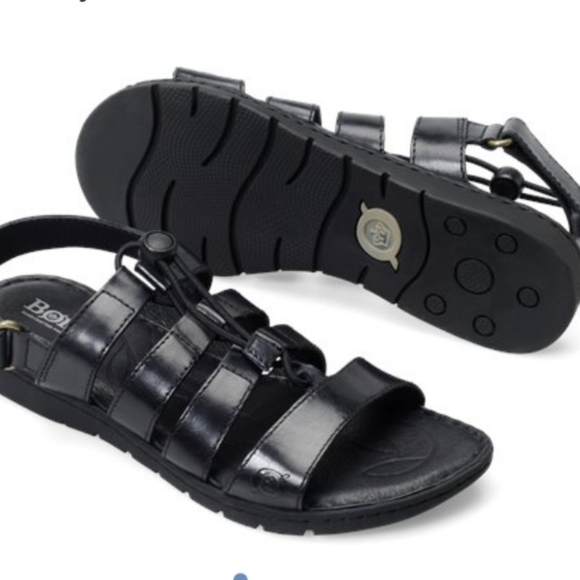 Born Bali Black Leather Elastic Strap Gladiator Sandals shoes boots - Picture 1 of 11
